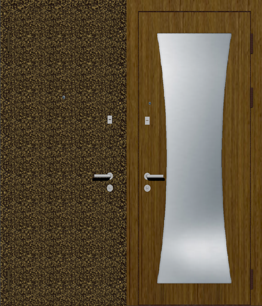 Металлическая дверь для дачи порошковое напыление и мдф шпон с большим зеркалом